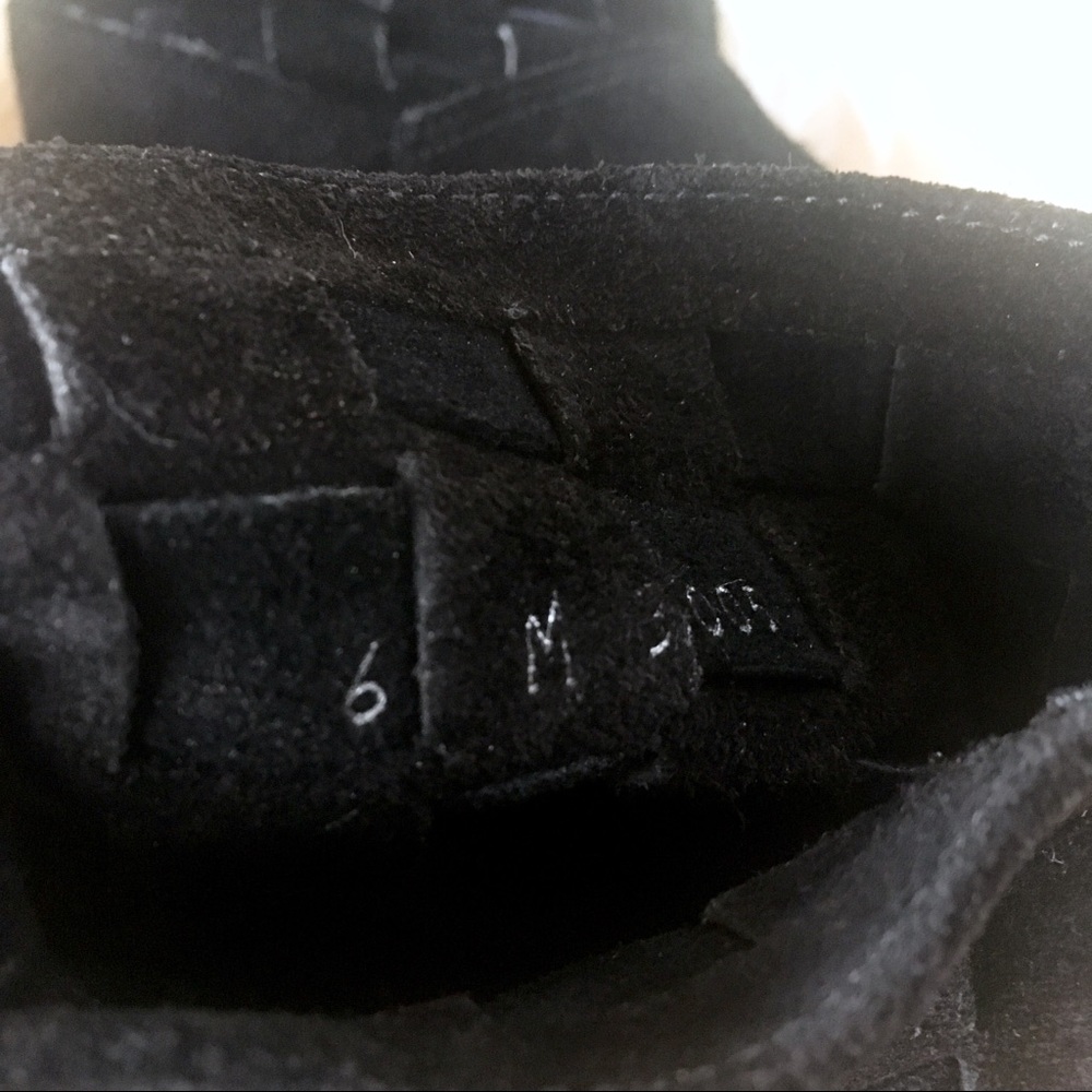 Vintage 80s Basket Weave Suede Ankle Boot Black 6 - Picture 8 of 8